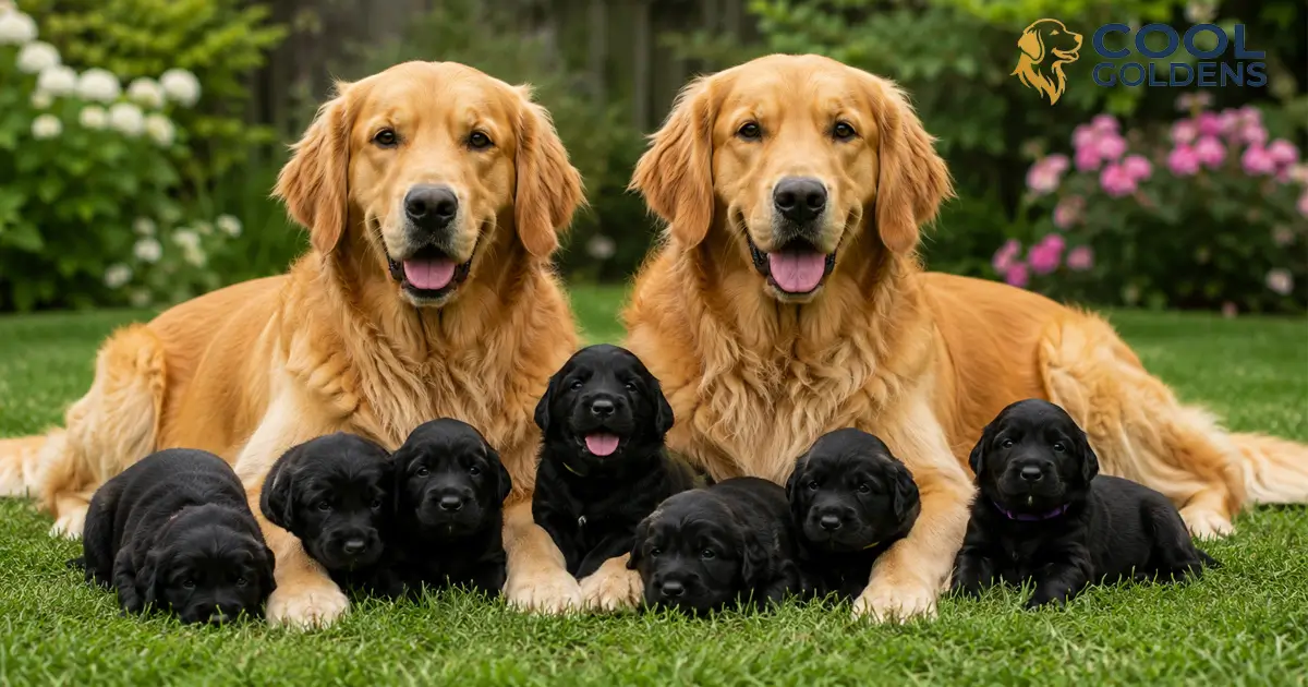 Two Purebred Golden Retrievers Have Black Puppies