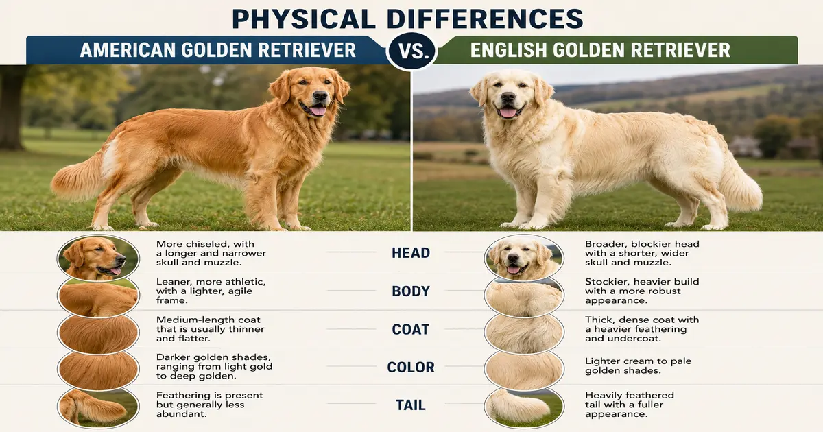 American Golden Retriever vs. English Cream: Physical Differences