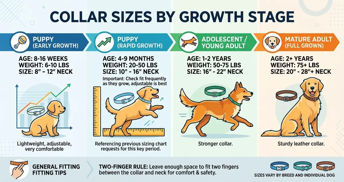 Golden Retriever Puppy Collar Sizes by Growth Stage