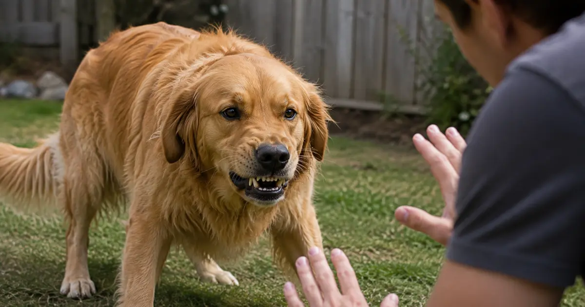 Tense Golden Retriever Standoff