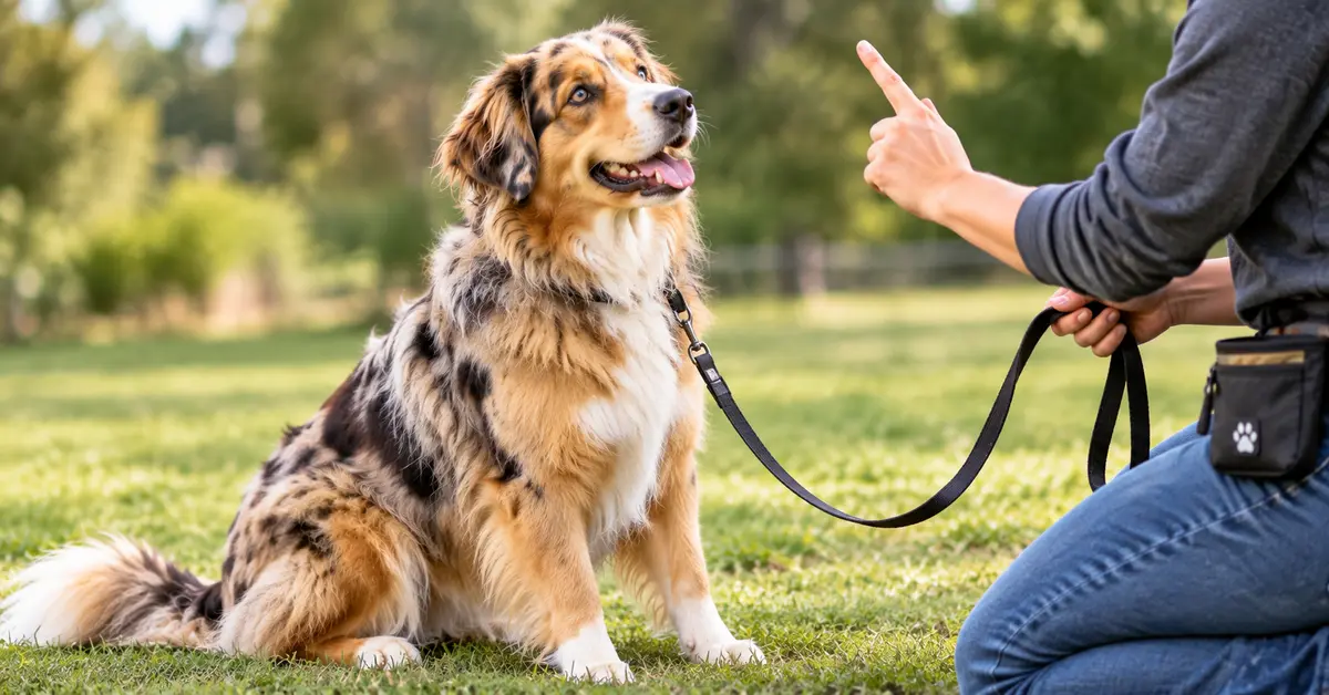 Attentive Golden Aussies Dog Training in the Park