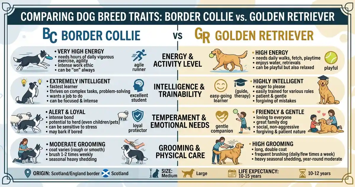Border Collie Traits vs. Golden Retriever Traits