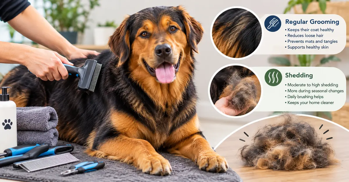 Grooming and Shedding Management golden rottie