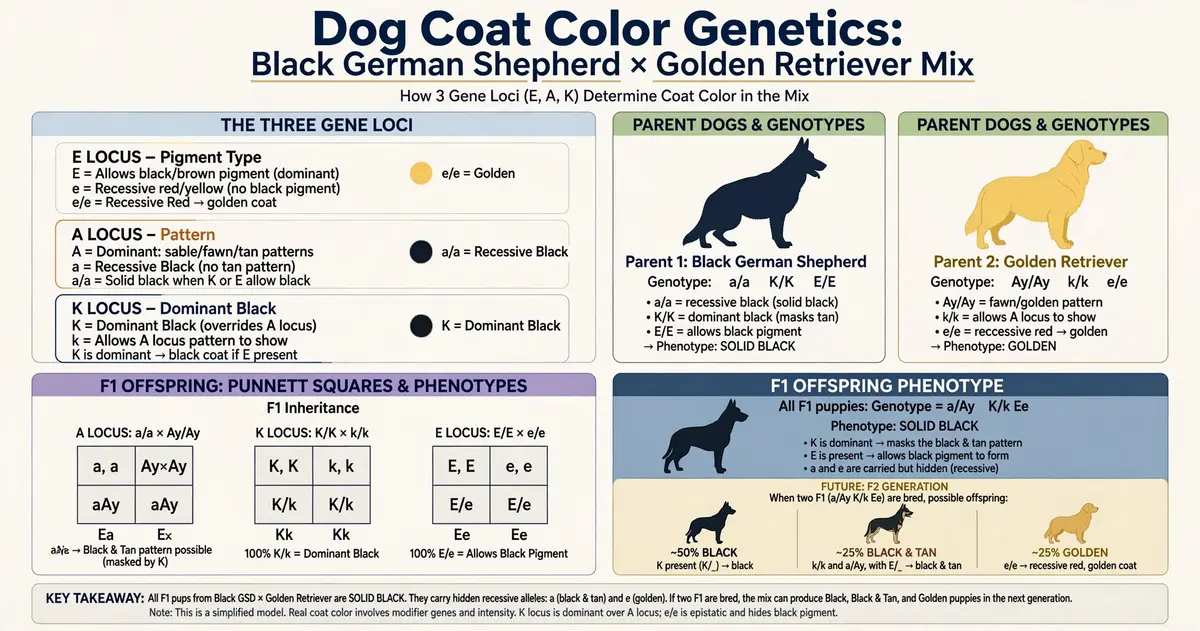German Shepherd Golden Retriever Mix Black? (Coat Color Genetics)